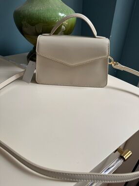 J. Crew Leather Cream Top-Handle/ Detachable Cross Body Bag